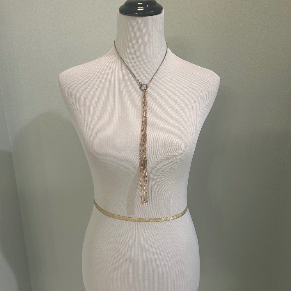 Sexy Necktie Gold Chain Cleavage Adornment Necklace